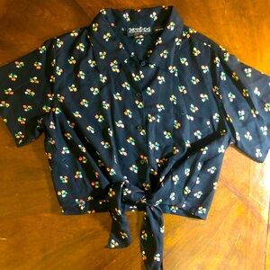 Rayon floral vintage tie shirt